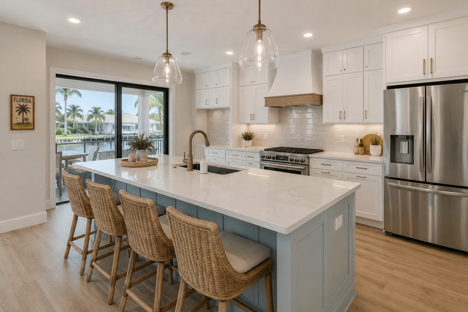Custom kitchen renovation Clearwater FL — new cabinets, countertops and backsplash