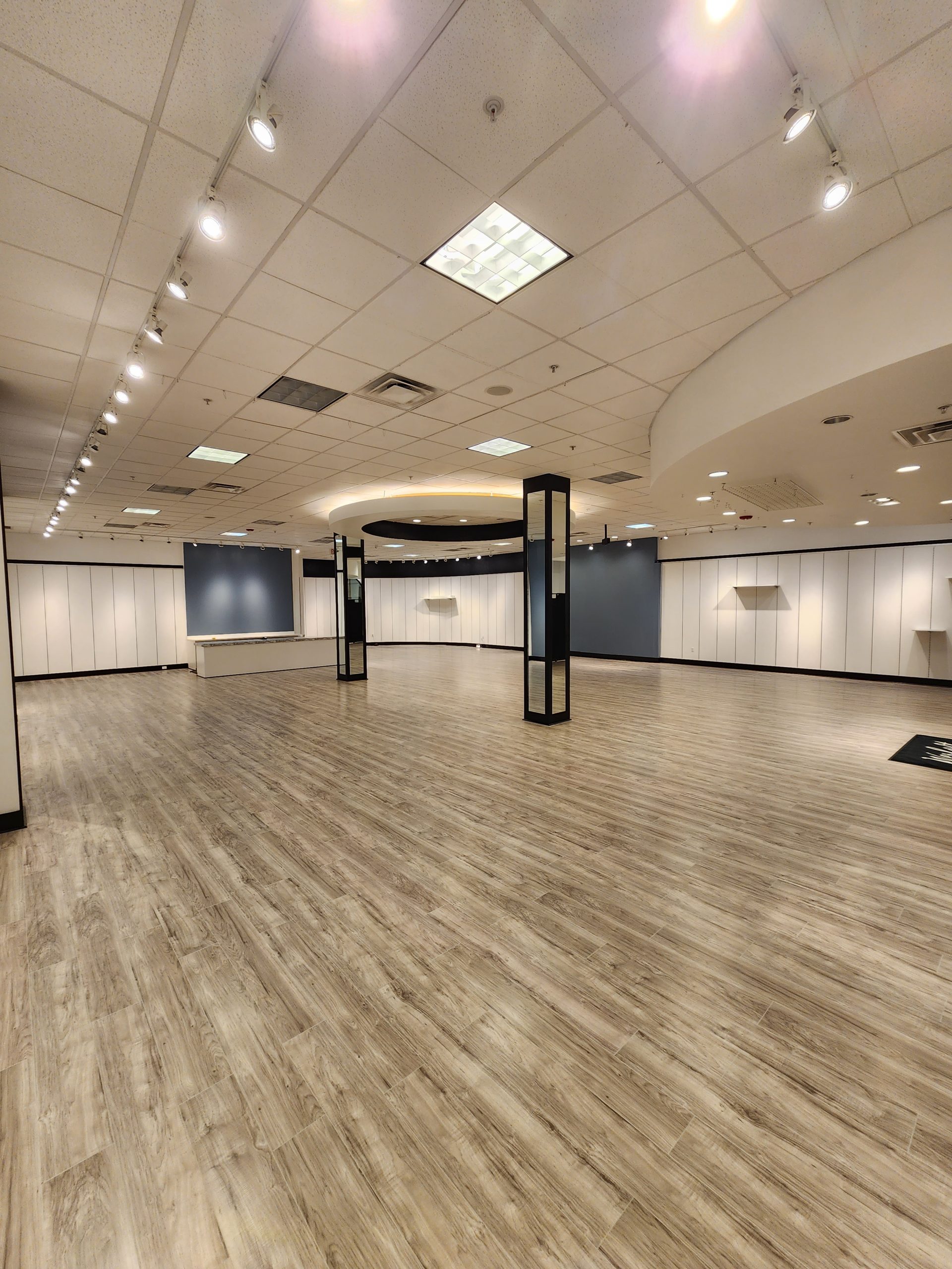 Retail space renovation St. Petersburg FL — commercial remodel with new flooring and lighting