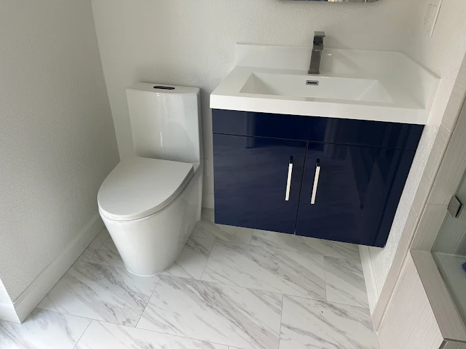 Bathroom remodel St. Petersburg FL — curbless shower and large format tile